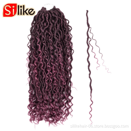 Crochet hair with Curly Ends River Locs New Boho Goddess Locs Crochet Hair 18 inch Hippie Faux Locs Wavy Crochet Curly Hair